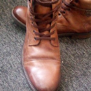 Alfani Mens leather upper dress  boots, sock lining, zipper,  11M, Brown/cognac